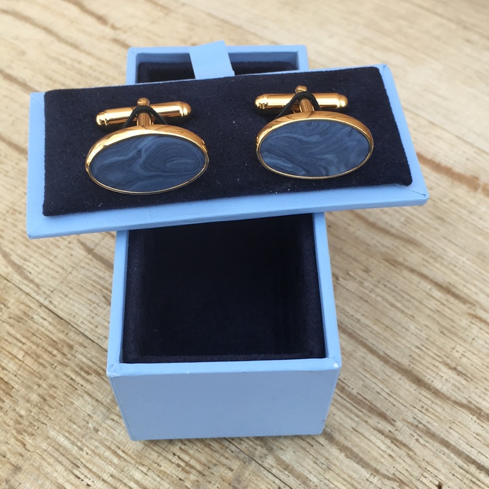 Wedgwood Marbleized Blue Swirl Cuff Links